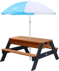 AXI Nick Zand & Water Picknicktafel In Antraciet/Bruin - Parasol Blauw/Wit - Picknick Tafel Voor Kinderen Van Hout -Optimaal Tuinmeubel Winkel 1000x1200 1