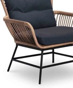 BUITEN Living Dex Wicker Loungestoel Tuin Incl. Wicker Voetenbank | Wicker + Aluminium | Bamboe Antraciet -Optimaal Tuinmeubel Winkel 1002x1200
