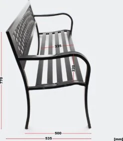 Tuinbank - Marijke -Tuinbankje - Tuinbank Metaal - Tuinbank Hout - Weersbestendig - 126 X 53 X 77 Cm -Optimaal Tuinmeubel Winkel 1045x1200