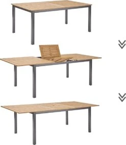 NATERIAL - Uitschuifbare Tuintafel ORIS - Uitschuifbare Tafel Voor 6 Tot 8 Personen - 180-240x100 Cm - Aluminium - Hout Eucalyptus -Optimaal Tuinmeubel Winkel 1049x1200