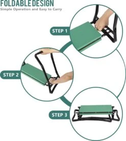 Uten - Kniebankje Tuin - Knie Steun - Tuinkruk Inklapbaar - Kniesteun Tuinieren - Kniekussen - Tot 150 Kg - Groen -Optimaal Tuinmeubel Winkel 1078x1200