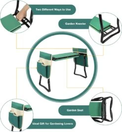 Uten - Kniebankje Tuin - Knie Steun - Tuinkruk Inklapbaar - Kniesteun Tuinieren - Kniekussen - Tot 150 Kg - Groen -Optimaal Tuinmeubel Winkel 1104x1200