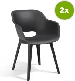 Allibert Akola Tuinstoelen - 2 Stuks -56,5x55x80cm - Donkergrijs -Optimaal Tuinmeubel Winkel 1115x1200