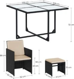 Tuinmeubelset - Tuinset 4 6 8 Persoons - Eettafel En Stoelen - Set Van 9 - Terras - Tuintafel - Salontafel Met Glazen Oppervlak - Zwart Beige 13 Tuinmeubelset - Tuinset 4 6 8 Persoons - Eettafel En Stoelen - Set Van 9 - Terras - Tuintafel - Salontafel Met Glazen Oppervlak - Zwart Beige -Optimaal Tuinmeubel Winkel 1127x1200 2