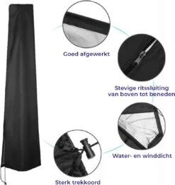 Merkloos Parasolhoes Met Rits En Trekkoord – Beschermhoes Voor Zweefparasol & Staande Parasol – Waterdicht Afdekhoes – Hoes Voor Hangparasol – Inclusief Opberghoes – Zwart - 205 Cm -Optimaal Tuinmeubel Winkel 1130x1200 1
