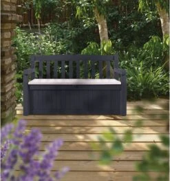 Keter Eden Garden Bench Opbergbank - 265L - 140x60x84cm - Zwart/Grijs -Optimaal Tuinmeubel Winkel 1132x1200 1