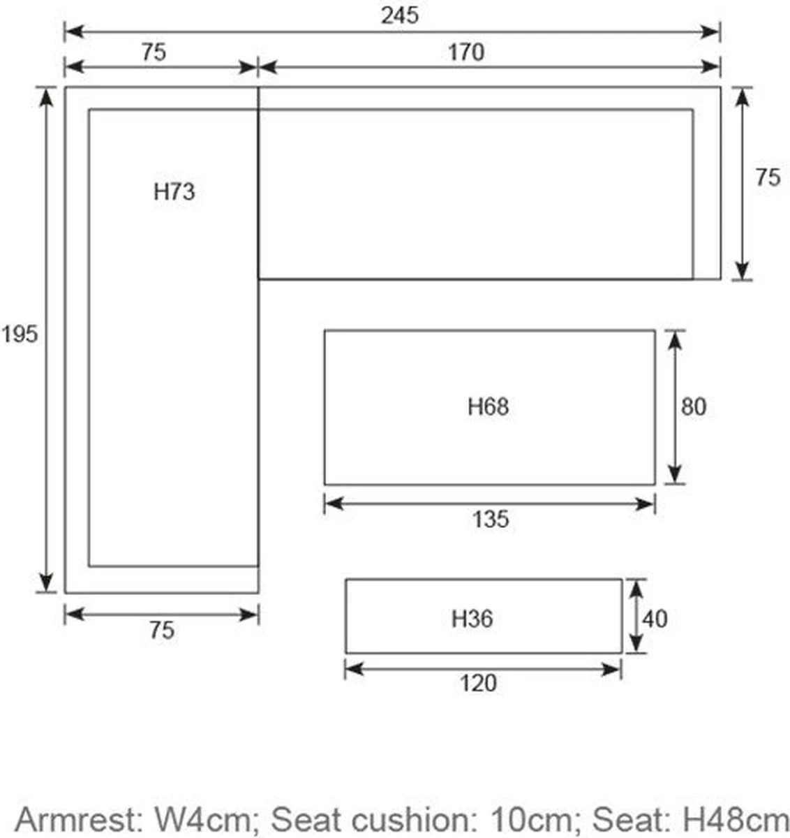 Blakes Lounge Diningset - 4 Delig - Donker Grijs 20 Blakes Lounge Diningset - 4 Delig - Donker Grijs - Afbeelding 20