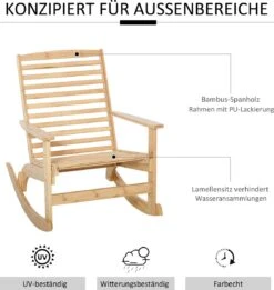 Outsunny Tuin Schommelstoel, Relaxstoel, Tuinstoel, Bamboe Multiplex Naturel 84A-171 -Optimaal Tuinmeubel Winkel 1134x1200