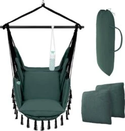 Vita5 XXL Hangstoel | Binnen&Buiten Hangnest | Incl. 2 Kussens En Boekenvak | Volwassenen&Kinderen | Hangmatstoel Tot 225kg | Donkergroen -Optimaal Tuinmeubel Winkel 1142x1200 2