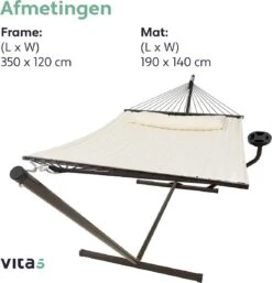 Vita5 Hangmat Met Standaard En Spreidstok – 2 Persoons – Incl. Bekerhouder - Afneembaar Kussen – Uv-bestendig – Beige 20 Vita5 Hangmat Met Standaard En Spreidstok – 2 Persoons – Incl. Bekerhouder - Afneembaar Kussen – Uv-bestendig – Beige -Optimaal Tuinmeubel Winkel 1152x1200