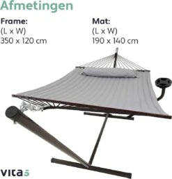 Vita5 Hangmat Met Standaard En Spreidstok – 2 Persoons – Incl. Bekerhouder - Afneembaar Kussen – Uv-bestendig – Lichtgrijs 21 Vita5 Hangmat Met Standaard En Spreidstok – 2 Persoons – Incl. Bekerhouder - Afneembaar Kussen – Uv-bestendig – Lichtgrijs -Optimaal Tuinmeubel Winkel 1153x1200 2