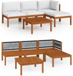 Decoways - 5-delige Loungeset Met Kussens Massief Acaciahout Crèmekleurig -Optimaal Tuinmeubel Winkel 1157x1200