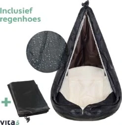 Vita5 Macramé Hangstoel - Voor Binnen En Buiten - Zonder Standaard - Incl. Kussen, Boekenvak En Beschermhoes - Tot 150kg - Beige -Optimaal Tuinmeubel Winkel 1171x1200