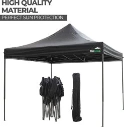 MaxxGarden Easy-up Partytent - 3x3m - Standaard - Waterdicht - Opvouwbaar - Inclusief Draagtas - Zwart -Optimaal Tuinmeubel Winkel 1173x1200