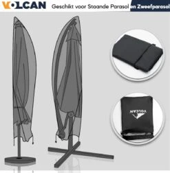 Volcan Parasolhoes Voor Zweefparasol - Tot 300cm - Waterdicht - Oxford 420D - Met Rits, Trekkoord En Stok - Zwart -Optimaal Tuinmeubel Winkel 1174x1200 1