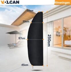 Volcan Parasolhoes Voor Zweefparasol - Tot 300cm - Waterdicht - Oxford 420D - Met Rits, Trekkoord En Stok - Zwart -Optimaal Tuinmeubel Winkel 1190x1200 7