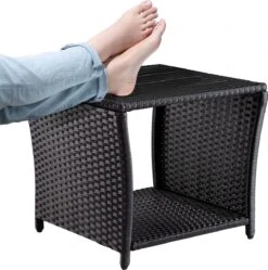 Casaria Polyrattan Bijzettafel - WPC Tafelblad 45x45x40cm – Zwart -Optimaal Tuinmeubel Winkel 1191x1200 5