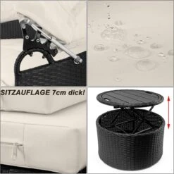 Casaria Polyrattan Zonne-Eiland Ø185cm – Incl. Kussens - Zwart Crème -Optimaal Tuinmeubel Winkel 1198x1200 10