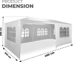 MaxxGarden Partytent - Paviljoen - 300 X 600 X 250 Cm - Met Zijwanden - Waterdicht Pro - 32mm Buizen – Wit -Optimaal Tuinmeubel Winkel 1200x1030 1