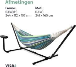 Vita5 Hangmat Met Standaard – 2 Persoons – Incl. Bekerhouder – 205kg Draaggewicht – Groen/Blauw 19 Vita5 Hangmat Met Standaard – 2 Persoons – Incl. Bekerhouder – 205kg Draaggewicht – Groen/Blauw -Optimaal Tuinmeubel Winkel 1200x1063 3