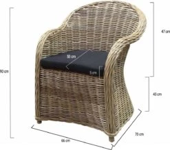 Roma Dining Tuinstoel Naturel Rotan - Suntech Kussen -Optimaal Tuinmeubel Winkel 1200x1065 1