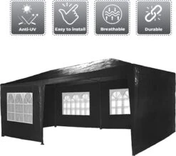 MaxxGarden Partytent - Paviljoen - 3x6m - Incl. Zijwanden - Waterdicht - Zwart -Optimaal Tuinmeubel Winkel 1200x1068 1