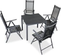 Tuinset 4 + 1 Klapstoelen Tuintafel – Aluminium 80x80cm - Grijs 32 Tuinset 4 + 1 Klapstoelen Tuintafel – Aluminium 80x80cm - Grijs -Optimaal Tuinmeubel Winkel 1200x1080 3