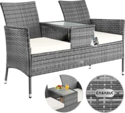 Casaria Polyrattan Tuinbank - Incl. Tafel & Kussens 7 Cm - Grijs -Optimaal Tuinmeubel Winkel 1200x1084 1
