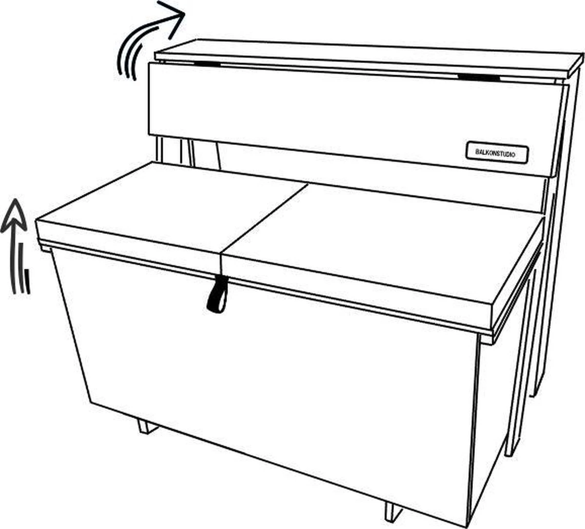 Balkonset 3in1: Bank | Tafel | Opbergruimte. Hout, Medium 95cm. 3 Balkonset 3in1: Bank | Tafel | Opbergruimte. Hout, Medium 95cm. - Afbeelding 3