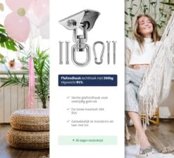 Plafondhaak - Ophangen Bokszak, Schommel En Hangstoel - Ophangsysteem - Ophanghaak - Plafondbeugel - RVS – 500kg Tilgewicht -Optimaal Tuinmeubel Winkel 1200x1087