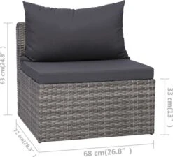 VidaXL 3-delige Loungeset Met Kussens Poly Rattan Grijs -Optimaal Tuinmeubel Winkel 1200x1095 1