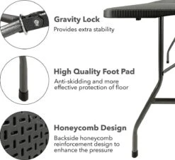 MaxxGarden Vouwtafel - Zwart - Rotanlook - 180x75x74 Cm -Optimaal Tuinmeubel Winkel 1200x1099
