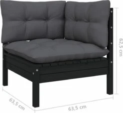 VidaXL 3-delige Loungeset Met Kussens Massief Grenenhout Zwart -Optimaal Tuinmeubel Winkel 1200x1103