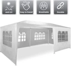 MaxxGarden Partytent - Paviljoen - 300 X 600 X 250 Cm - Met Zijwanden - Waterdicht Pro - 32mm Buizen – Wit -Optimaal Tuinmeubel Winkel 1200x1108