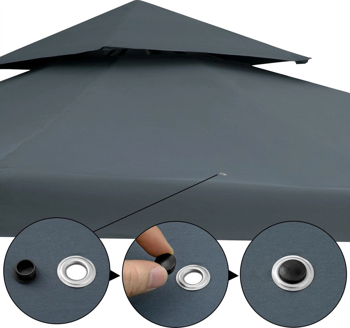 Casaria Paviljoen Lorca 3x3m - UV-bescherming 50+ Metaal - Antraciet 8 Casaria Paviljoen Lorca 3x3m - UV-bescherming 50+ Metaal - Antraciet - Afbeelding 8