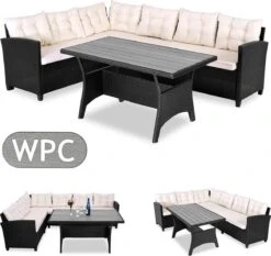 Casaria Polyrattan Tuinset - 15 Delig Voor 6 Personen – Crème Zwart -Optimaal Tuinmeubel Winkel 1200x1131 8