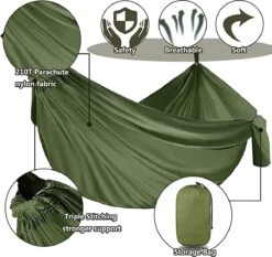 IBright Hangmat XXL - Complete Set – Incl. Karabijnhaken En Riemen - Tot 200 Kg - 270x140cm - Leger Groen 8 IBright Hangmat XXL - Complete Set – Incl. Karabijnhaken En Riemen - Tot 200 Kg - 270x140cm - Leger Groen -Optimaal Tuinmeubel Winkel 1200x1134 5