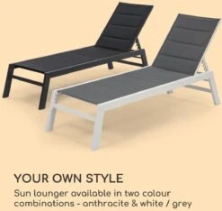 Blumfeldt Renazzo Lounge Ligstoel - Ligbed Voor De Tuin - Aluminium Tuinstoel - 6 Standen - Waterafstotend - Bekleding Van 70 % Pvc En 30 % Polyetheen - Grijs -Optimaal Tuinmeubel Winkel 1200x1137 1