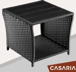Casaria Polyrattan Bijzettafel - WPC Tafelblad 45x45x40cm – Zwart -Optimaal Tuinmeubel Winkel 1200x1138 2