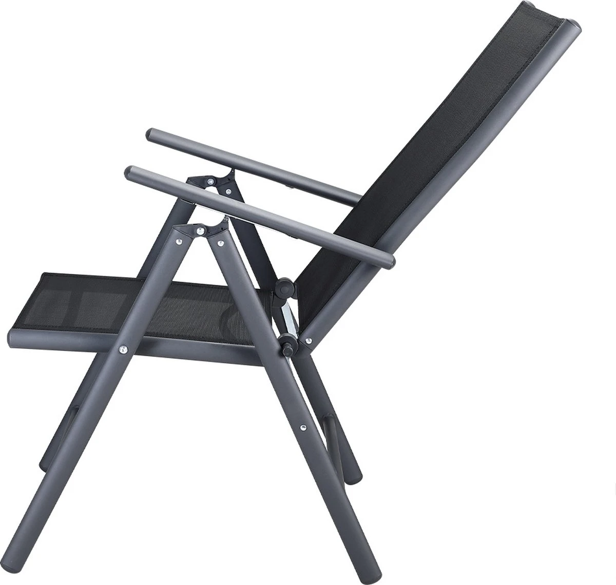 Tuinset 4 + 1 Klapstoelen Tuintafel – Aluminium 80x80cm - Grijs 12 Tuinset 4 + 1 Klapstoelen Tuintafel – Aluminium 80x80cm - Grijs - Afbeelding 12