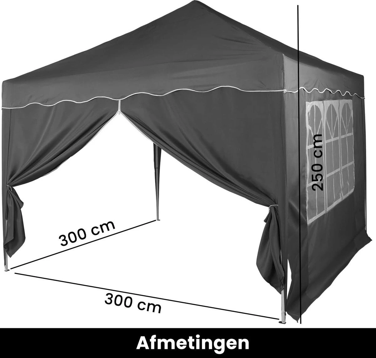 Easy Up Partytent - Partytent - Paviljoen - Partytent Opvouwbaar - Partytent 3x3 - Partytent Met Zijwanden - Inclusief Trolley - Waterdicht - UV 50+ Bescherming - Met Ramen - 16 Kg - Staal - Antraciet - 300 X 300 Cm 4 Easy Up Partytent - Partytent - Paviljoen - Partytent Opvouwbaar - Partytent 3x3 - Partytent Met Zijwanden - Inclusief Trolley - Waterdicht - UV 50+ Bescherming - Met Ramen - 16 Kg - Staal - Antraciet - 300 X 300 Cm - Afbeelding 4