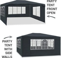 MaxxGarden Partytent - Paviljoen - 3x4m - Incl. Zijwanden - Waterdicht - Antraciet -Optimaal Tuinmeubel Winkel 1200x1142 2