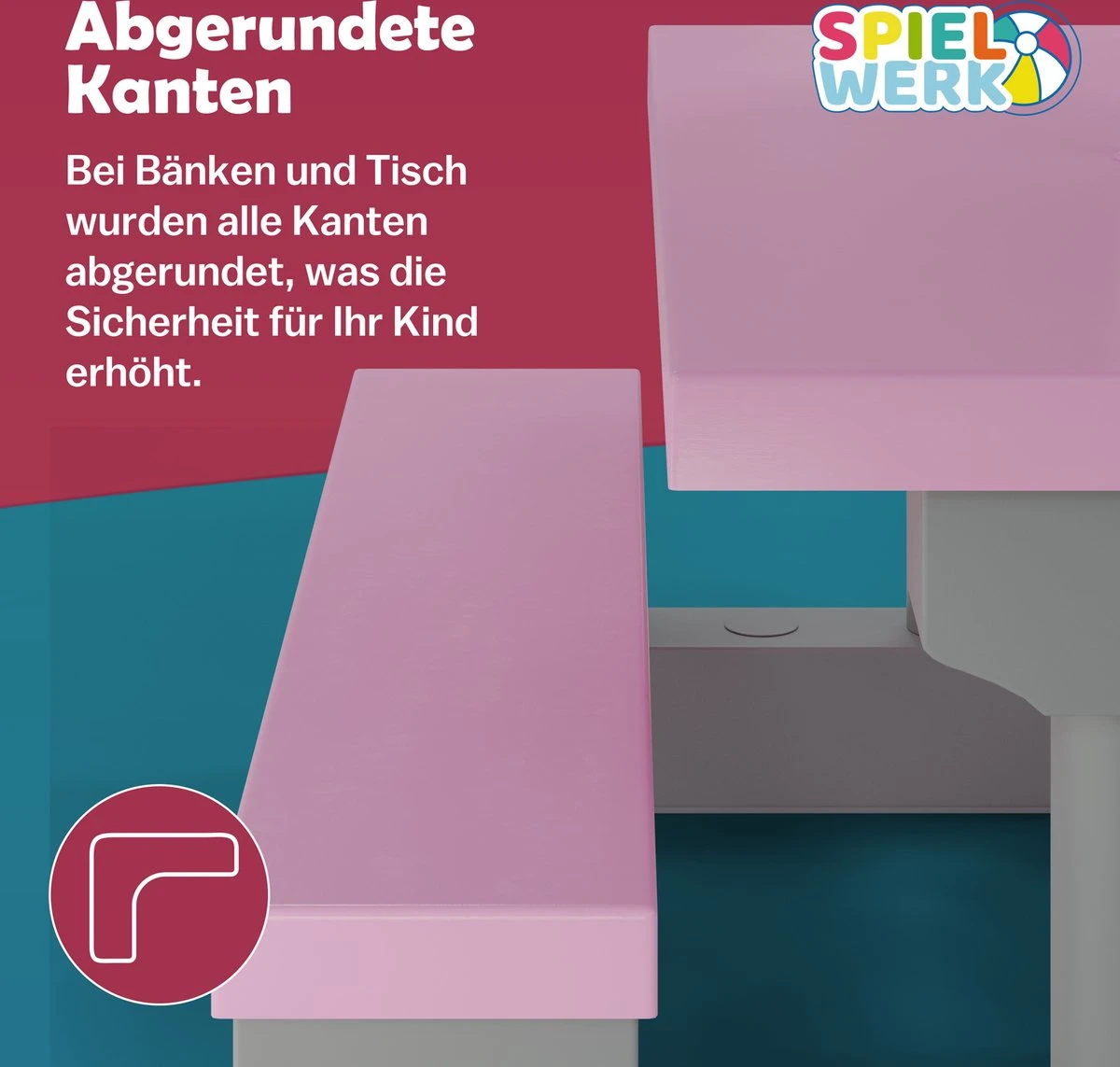 Spielwerk Kinder Tuinset – Incl. Parasol UV-bescherming - Roze Grijs 4 Spielwerk Kinder Tuinset – Incl. Parasol UV-bescherming - Roze Grijs - Afbeelding 4