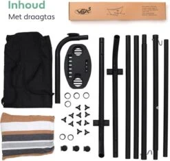 Vita5 Hangmat Met Standaard – 2 Persoons – Incl. Bekerhouder – 205kg Draaggewicht – Blauw/Wit/Bruin -Optimaal Tuinmeubel Winkel 1200x1143 7