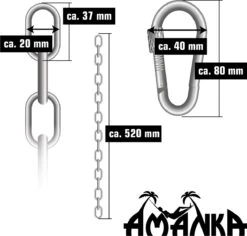 2x 50cm Hangende Stoelketting Tot 230kg - 4 Karabiners - Schommel Hangmat Bokszak Ophanging -Optimaal Tuinmeubel Winkel 1200x1145