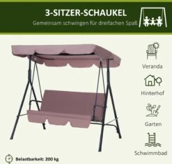 Outsunny Hollywoodschommel 3-zits Tuinschommel Schommelbank Met Dak 3 Kleuren 84A-054 -Optimaal Tuinmeubel Winkel 1200x1147