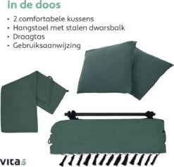Vita5 XXL Hangstoel | Binnen&Buiten Hangnest | Incl. 2 Kussens En Boekenvak | Volwassenen&Kinderen | Hangmatstoel Tot 225kg | Donkergroen -Optimaal Tuinmeubel Winkel 1200x1152 1