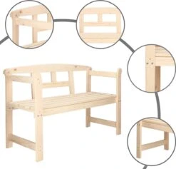 Merkloos Springos Tuinbank | Tuinbankje | Zitbank Buiten | Naaldhout | 119 X 78 X 45 Cm | Licht -Optimaal Tuinmeubel Winkel 1200x1152 3