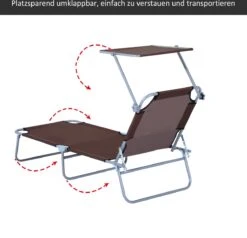 Outsunny Ligstoel Ligbank Voor Buiten Ligstoel Voor Op Het Strand Inklapbaar Met Zonnedak 3 Kleuren 84B-001