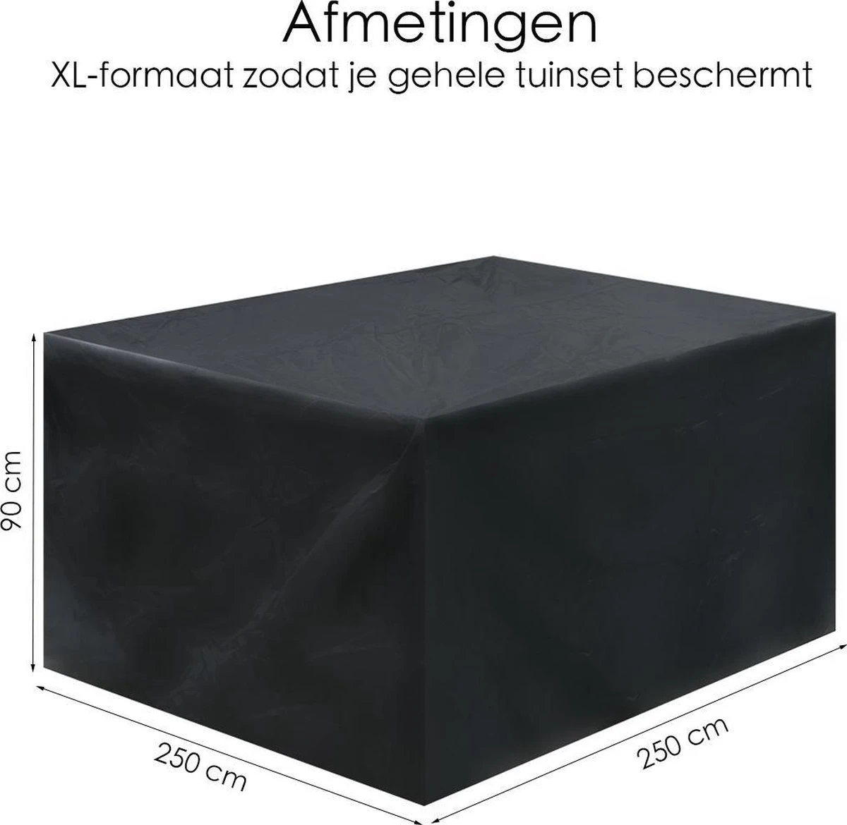 Merkloos Beschermhoes Voor Tuinmeubelen - 250x250x90cm - Zwart 2 Merkloos Beschermhoes Voor Tuinmeubelen - 250x250x90cm - Zwart - Afbeelding 2